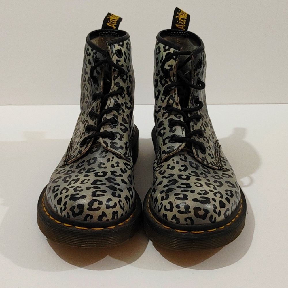 Doc Martens, grey and black cheetah print size 7